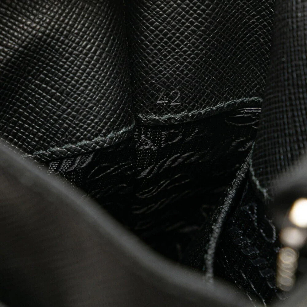 PRADA Black Leather Saffiano Shoulder Bag